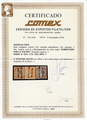 Cuba 1869 Habilitado Por La Nacion Overprints Complete Set M Mint. Scott 42-45