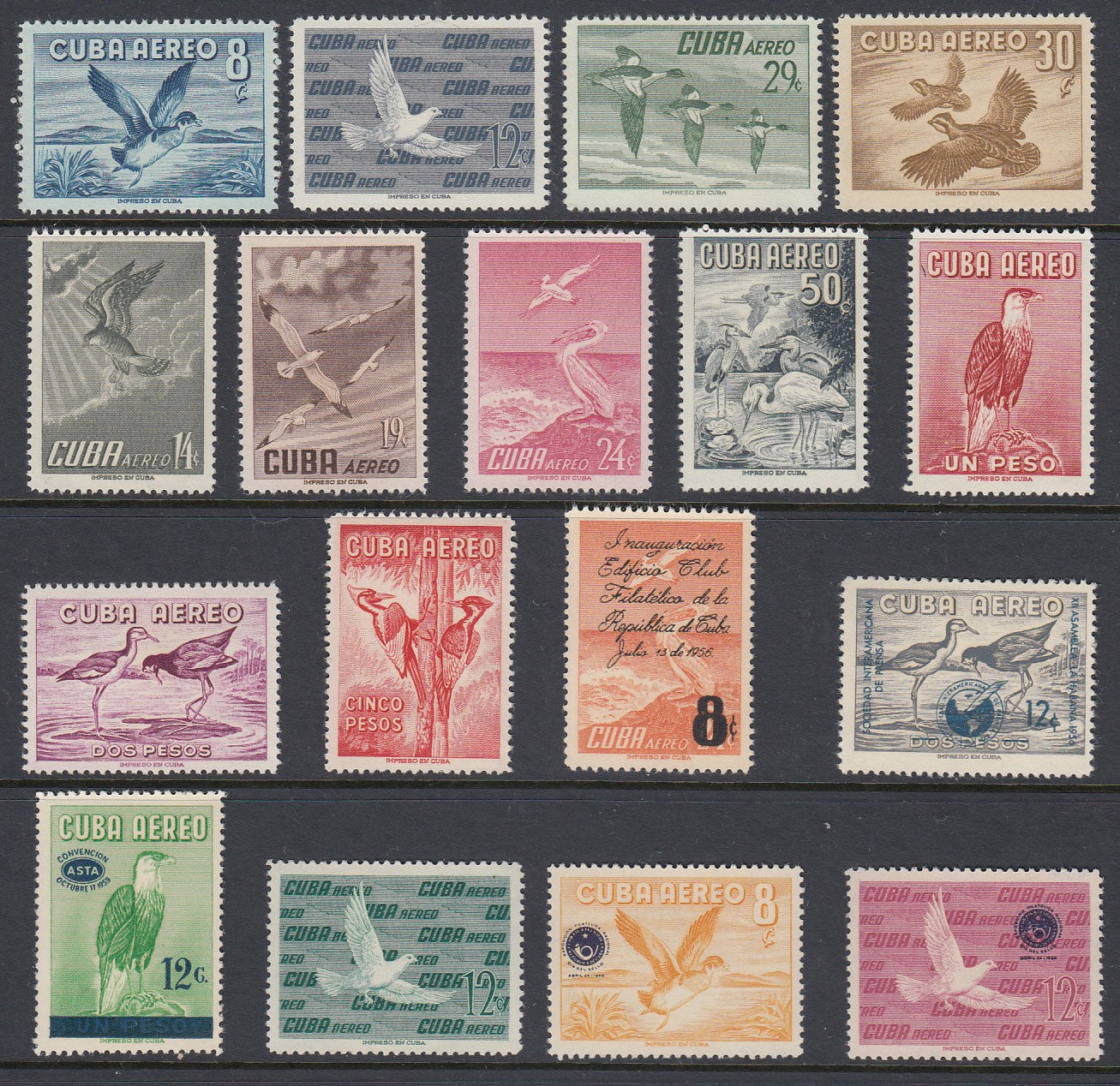 Cuba 1956 Birds Airmail Complete Set MNH + 8 Later Issues. Scott C136-C146 + Others