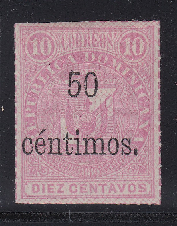 Dominican Republic 1883 50c on 10c Rose LM Mint. Scott 79