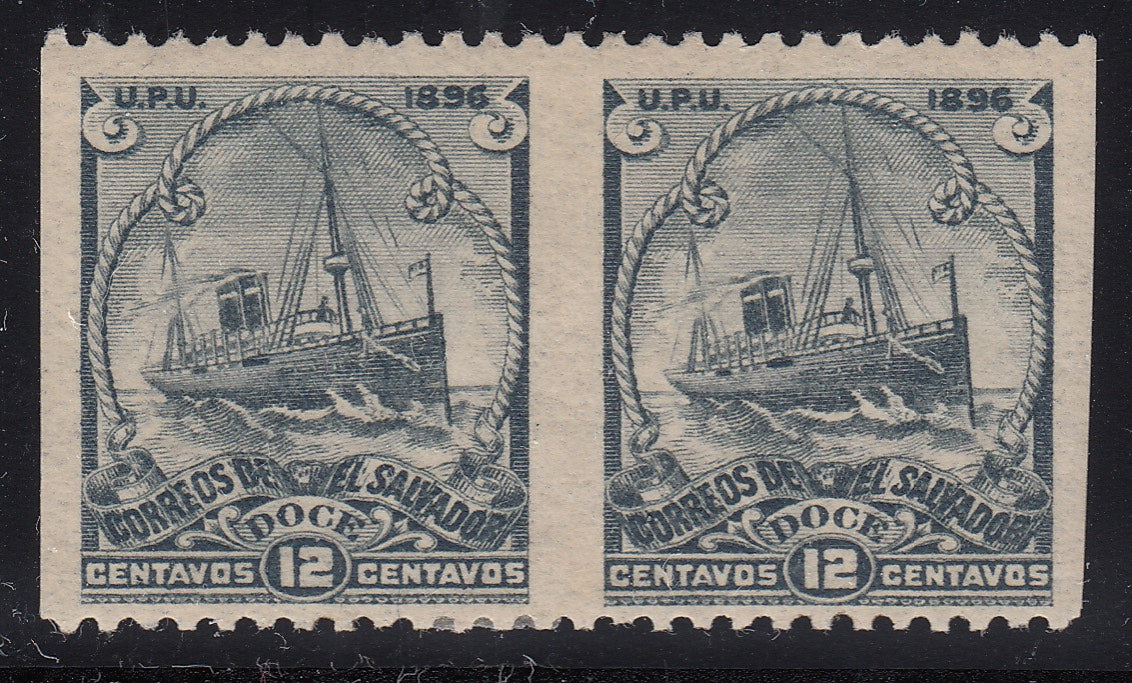 El Salvador 1896 12c Slate Vertical Imperforate Pair M Mint. Scott 151 var