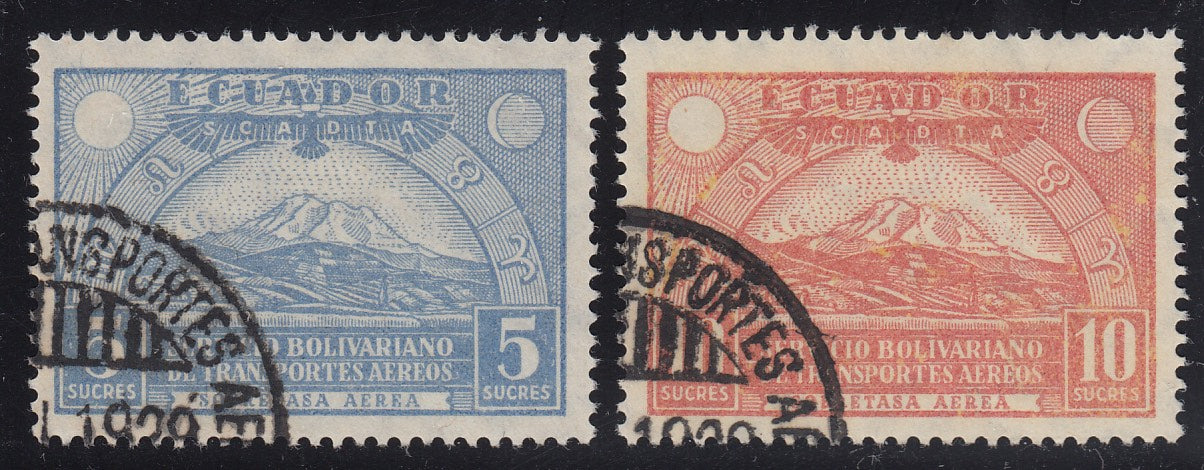 Ecuador 1929 5s & 10s SCADTA Airmail Used. Scott C22-C23