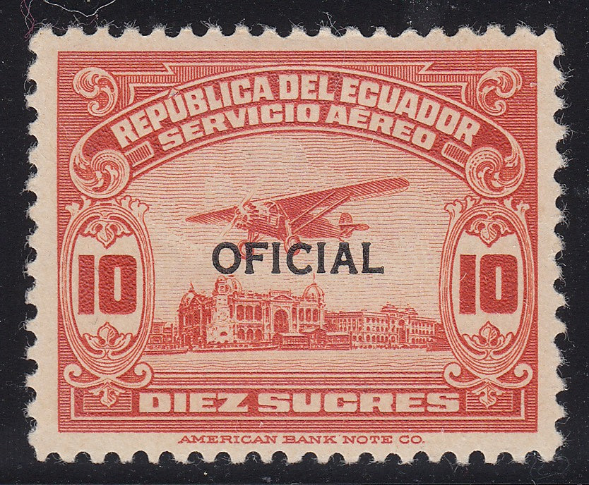 Ecuador 1929 10s Orange Red Airmail Official VLM Mint. Scott CO8