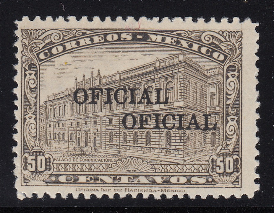 Mexico 1933 50c Brown Official Printed Double Error MNH. Scott O208a