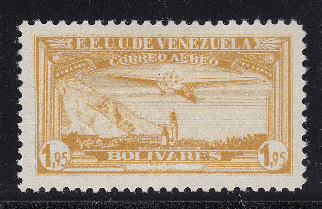 Venezuela 1937 1.95b Bister Error of Color Airmail LM Mint. Scott C57 var