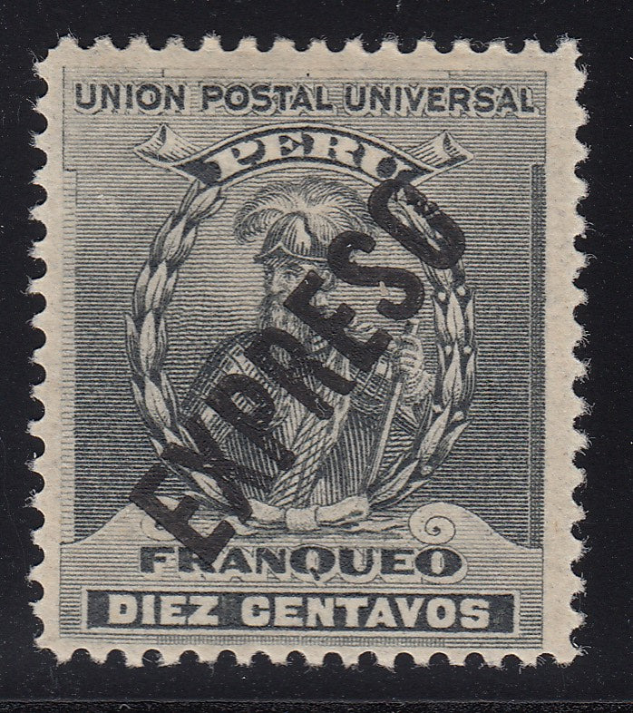 Peru 1908 10 Gray Black Special Delivery Overprint M Mint. Scott E1