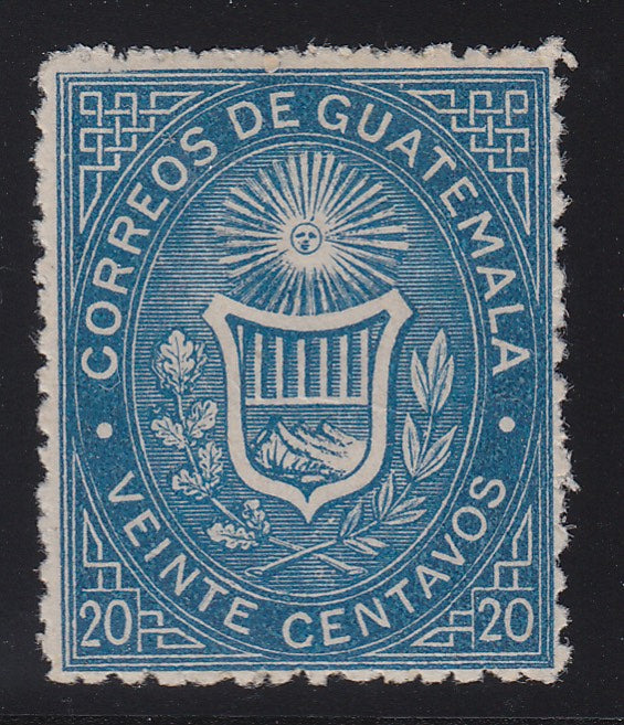 Guatemala 1871 20c Blue Error of Color LM Mint. Scott 4b