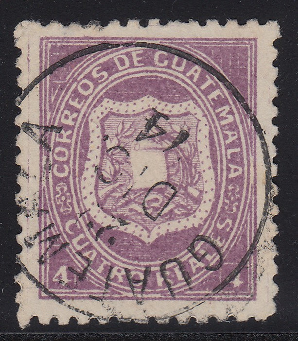 Guatemala 1873 4r Dull Red Violet Used. Scott 5