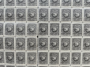Colombia 1904 20c Black Redrawn Split Sheet Of 200 MNH. Scott 319a
