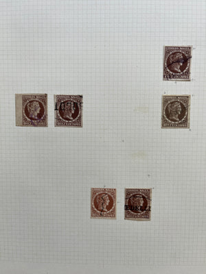 Colombia 1877 10c Brown Plating Study x 36 Stamps + Plating Sheet. Scott 74