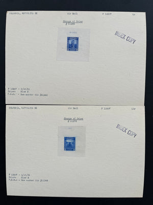 Colombia 1952 Airmail Set of Index Copy Die Proofs x 9. Scott C217-C225 var