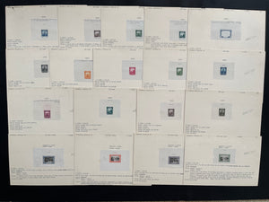 Colombia 1941 Airmail Complete Set of Index Copy Die Proofs x  13 + Progressive Die Proofs x 5. Scott C121-C133 var