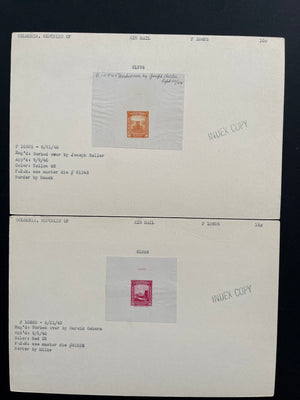 Colombia 1941 Airmail Complete Set of Index Copy Die Proofs x  13 + Progressive Die Proofs x 5. Scott C121-C133 var