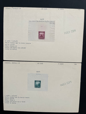 Colombia 1941 Airmail Complete Set of Index Copy Die Proofs x  13 + Progressive Die Proofs x 5. Scott C121-C133 var
