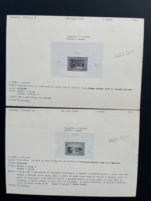 Colombia 1941 Airmail Complete Set of Index Copy Die Proofs x  13 + Progressive Die Proofs x 5. Scott C121-C133 var