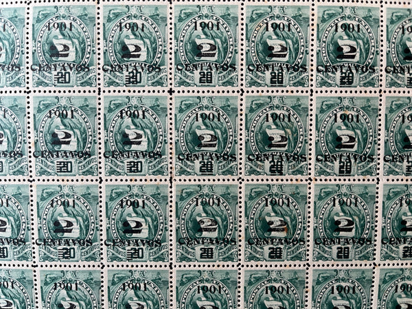 Guatemala 1901 2c on 20c Green Part Sheet x 80 MNH. Scott 109 - Classic ...