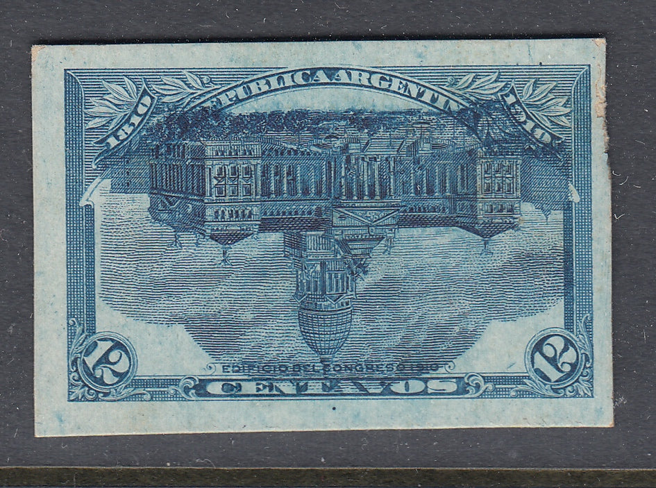 Argentina 1910 12c Bright Blue Inverted Plate Proof. Scott 167 var