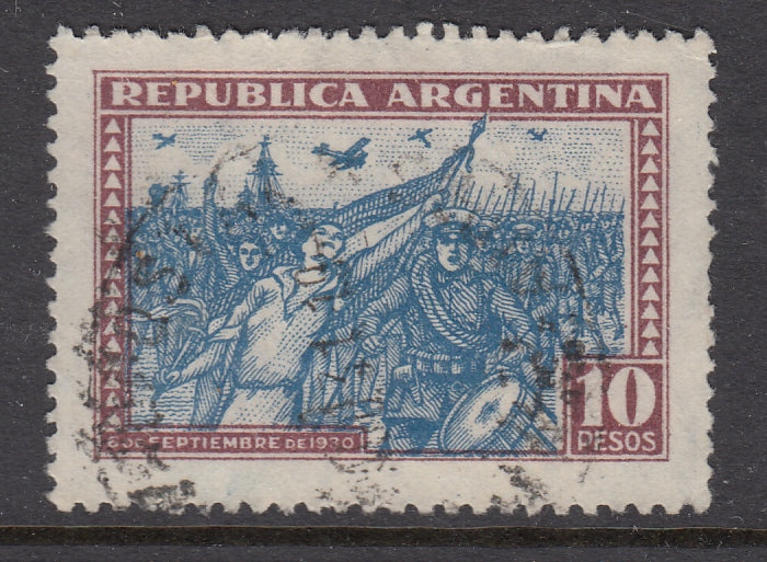 Argentina 1930 10p Deep Red Brown & Dull Blue Used. Scott 390