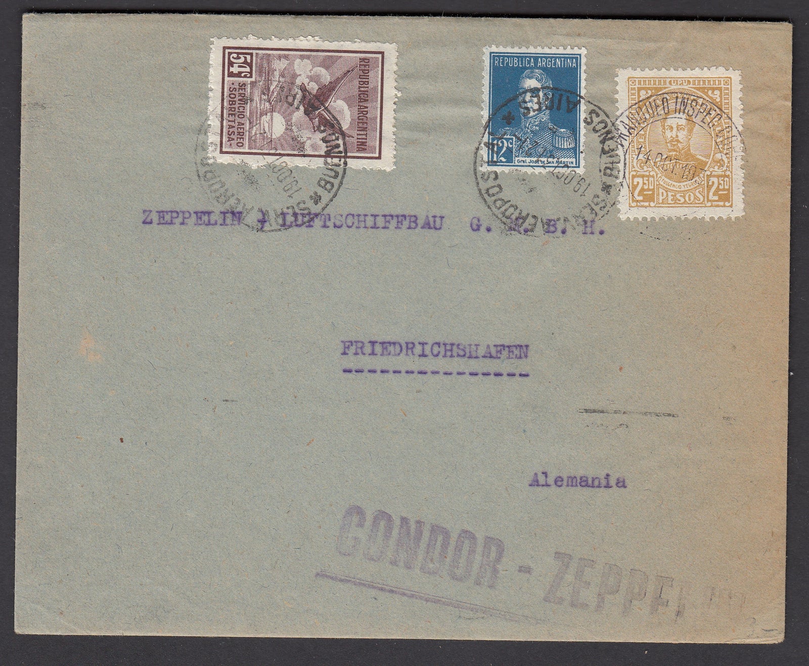 Paraguay to Germany Via Argentina Condor Zeppelin Cover