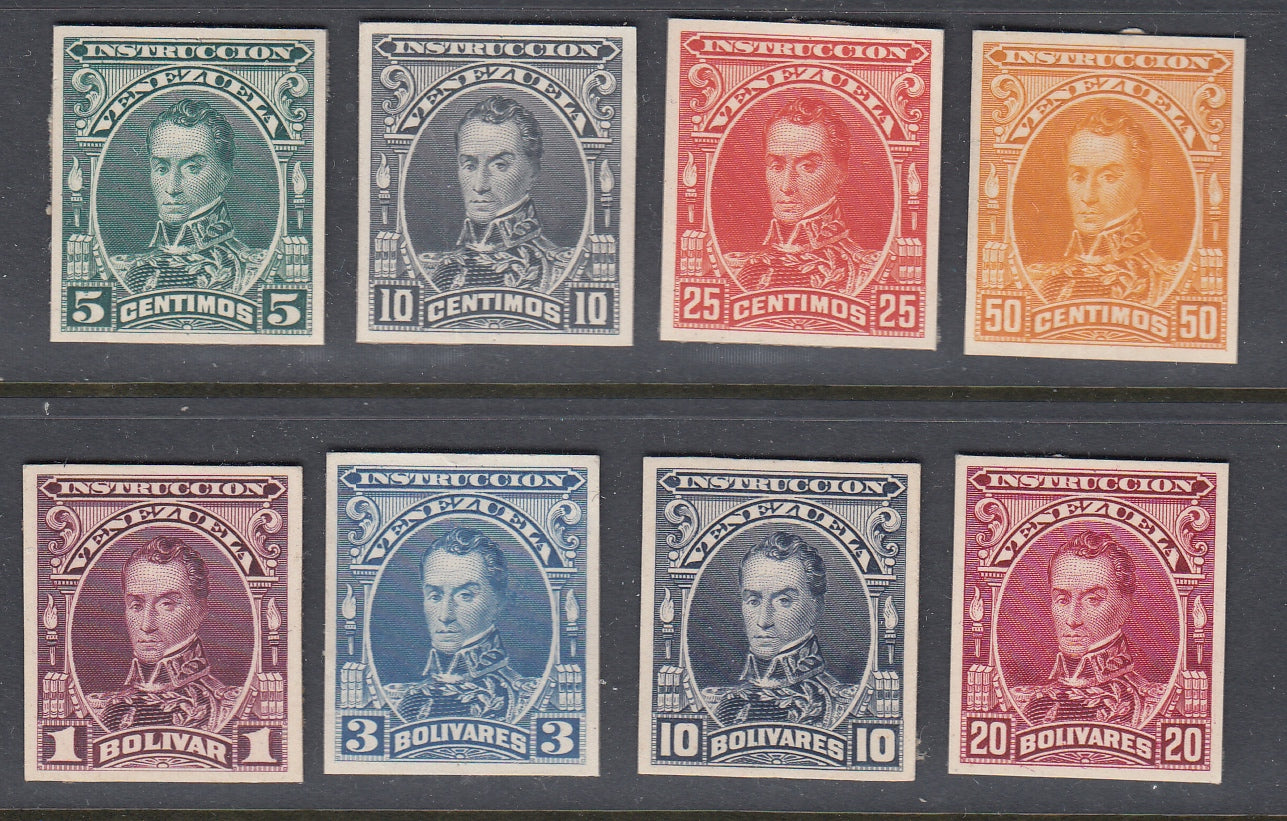 Venezuela 1904 Postal Fiscal Complete Set of Plate Proofs. Scott AR27-AR34