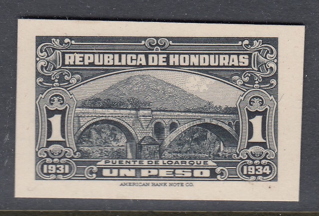 Honduras 1931 1p Slate Black Cut Down Die Proof. Scott 306 var
