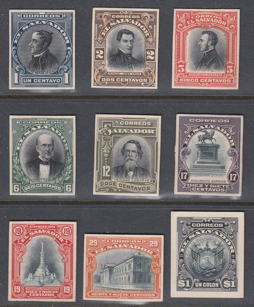 El Salvador 1912 Plate Proof Near Complete Set. Scott 402-411 var