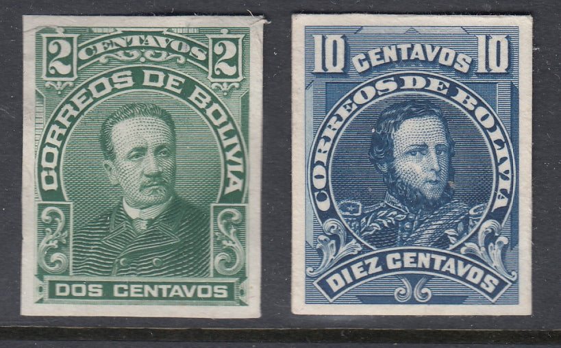 Bolivia 1901-04 2c & 10c Plate Proofs. Scott 71 & 74 var