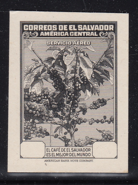 El Salvador 1940 1 col Black Airmail Intermediate Die Proof. Scott C77 var
