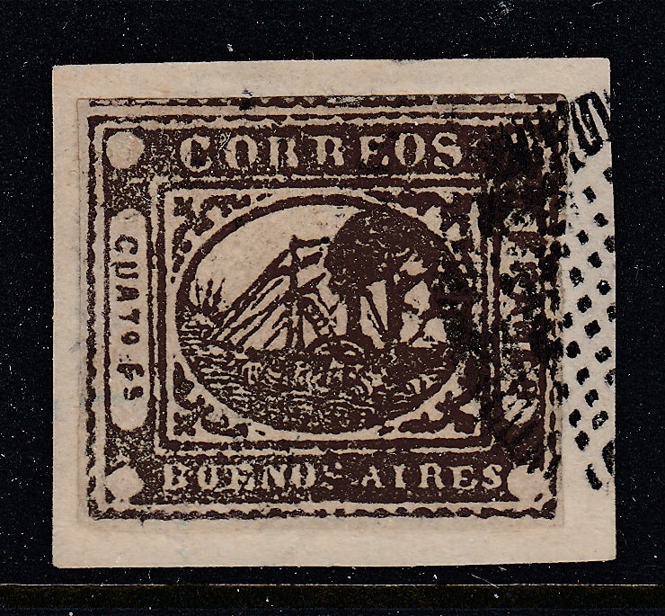 Argentina Buenos Aires 1858 4r Brown Barquito Used. Scott 6
