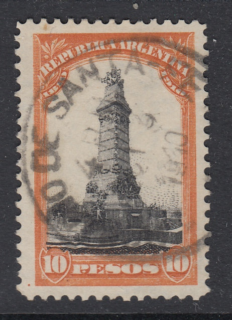 Argentina 1910 10p Orange & Black Centenary Used. Scott 174