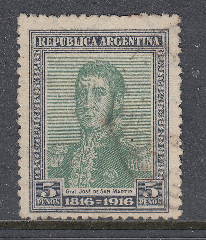 Argentina 1915 5p Black & Gray Green Used. Scott 228