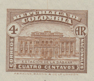 Colombia 1917 4c Brown Acknowledgement of Receipt Sabena Station Die Proof. Scott H18 var