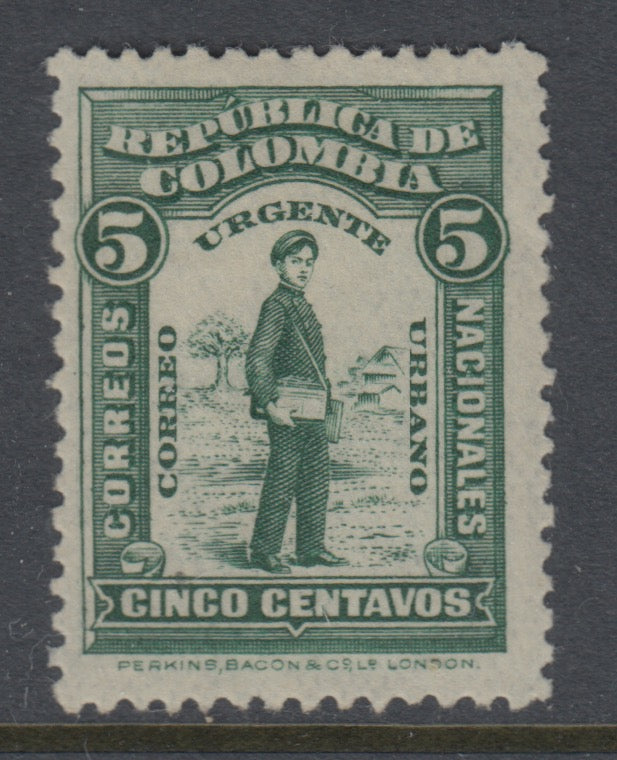 Colombia 1917 5c Dark Green Special Delivery Postman LM Mint. Scott E1