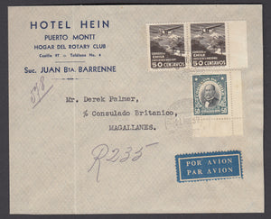 Chile 1937 First Flight Cover from Puerto Montt to Magallanes + Receipt