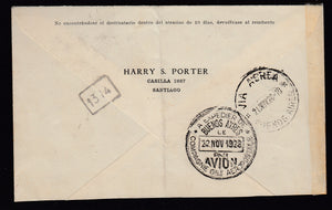 Chile 1928 First Flight Mermoz Cover, Santiago to Buernos Aires