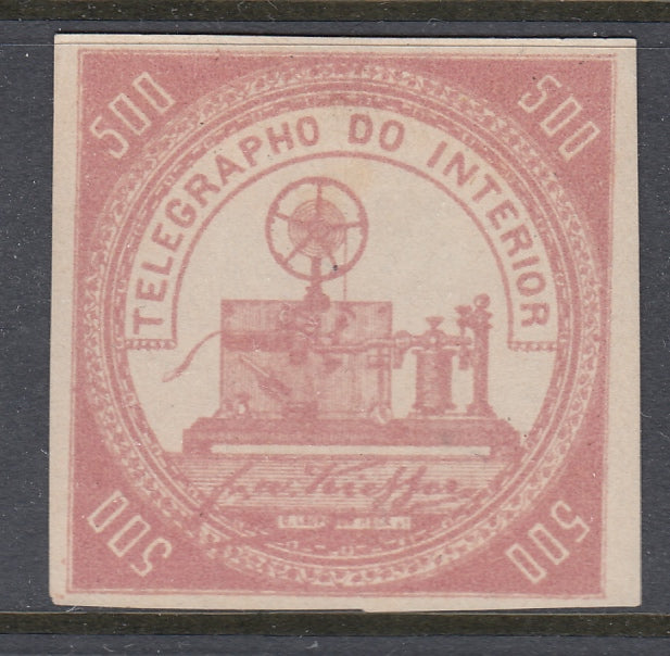 Brazil 1871 500r Pink Carmine Telegraph MNG. RHM T-5