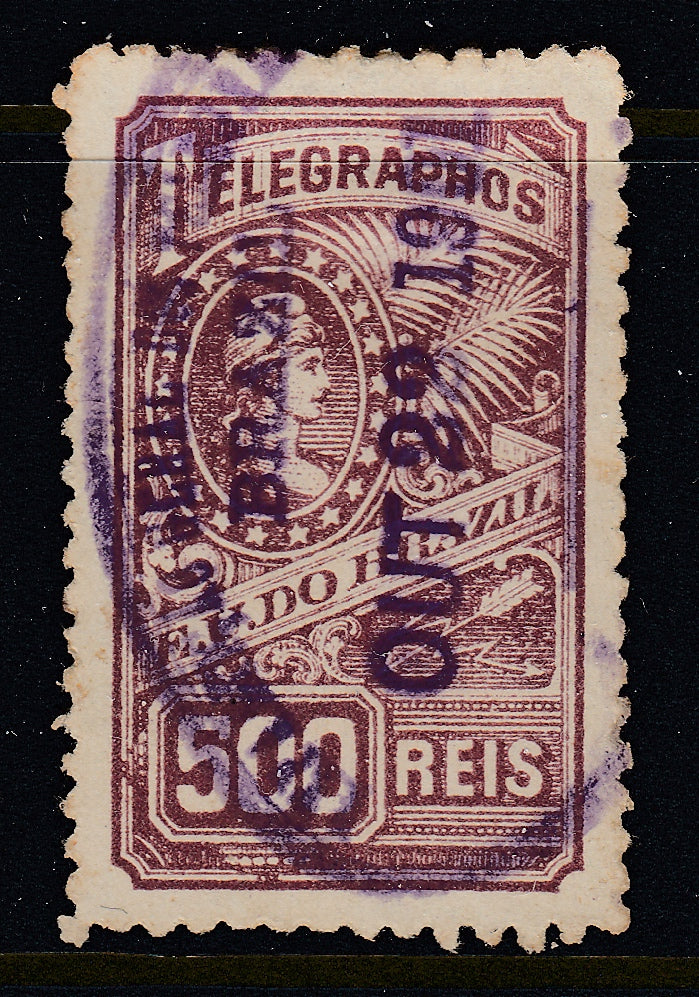 Brazil 1899 500r Violet Brown Telegraph Used. RHM T-13