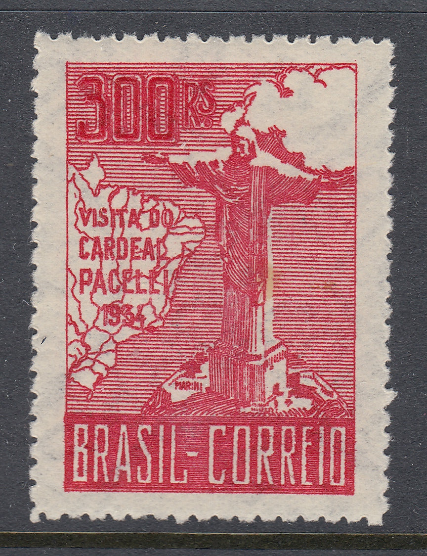 Brazil 1934 300r Cherry Red Type II Cardinal Pacelli MNH. Scott 392d