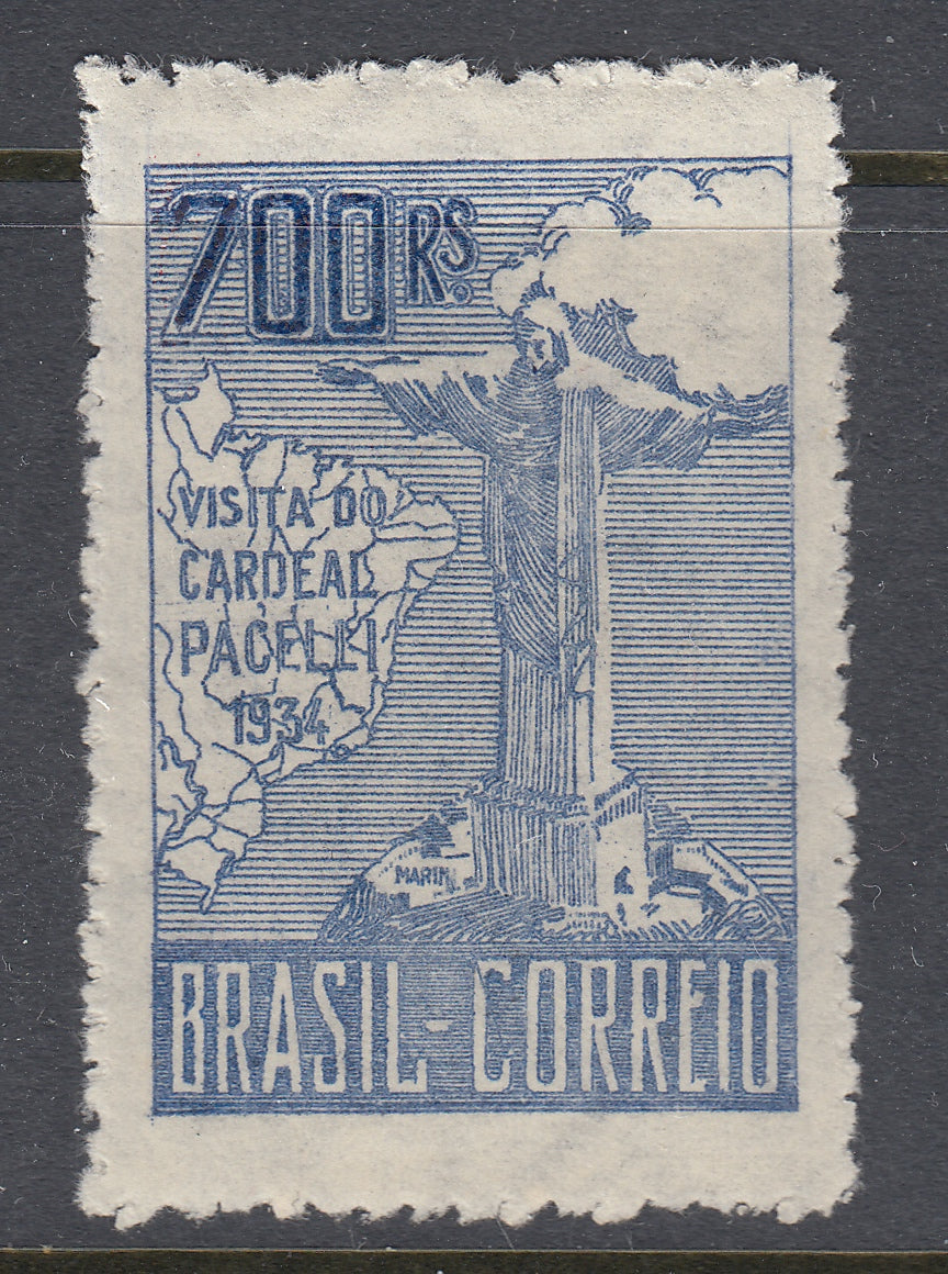 Brazil 1934 700r Gray Blue Type II Cardinal Pacelli MNH. Scott 393b