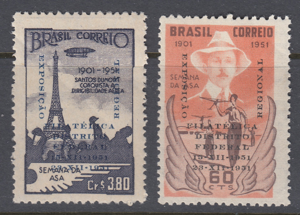 Brazil 1951 Clube Filatelico do Brasil Private Overprint Set MNH. Scott 713 & 714 var