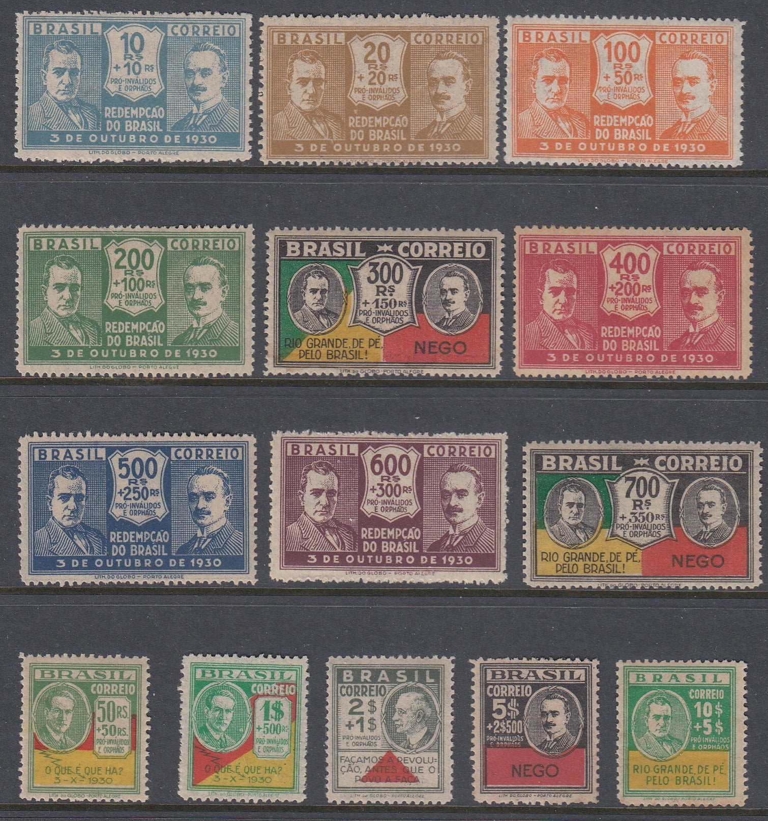 Brazil 1931 3rd October Revolution Complete Set MNH. Scott 342-355