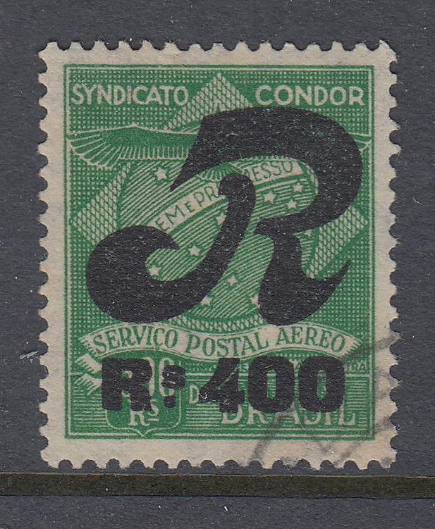 Brazil 1930 400r on 1300r Condor Registration Stamp Used. Scott 1CLF3