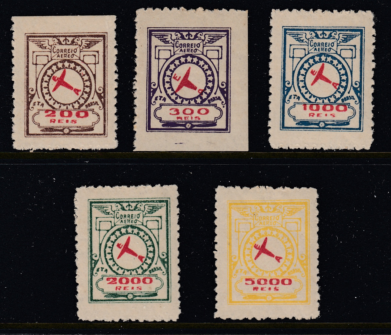 Brazil 1928 E.T.A Second Printing Complete Set MNH. Scott 2CL6-2CL10