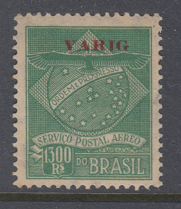 Brazil 1927 Varig 1300r Green (Small Font) LM Mint. Scott 3CL3