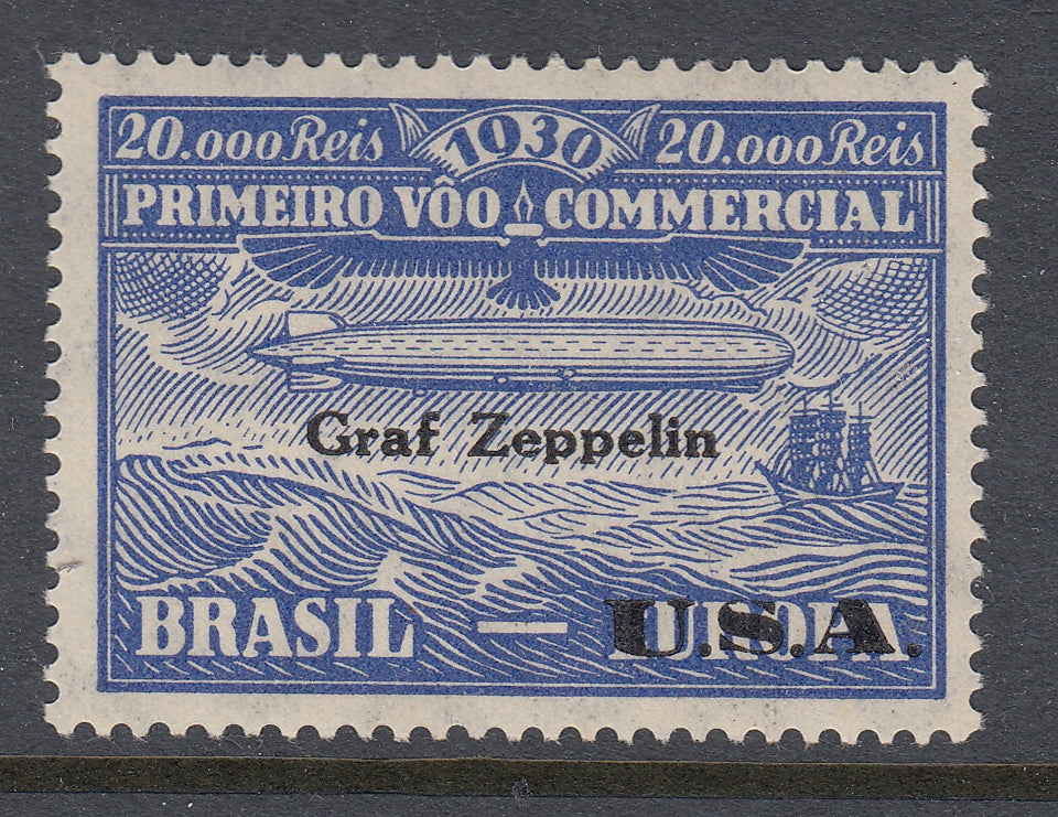 Brazil 1930 USA 20,000 Blue Zeppelin Overprint VLM Mint. Scott 4CL10