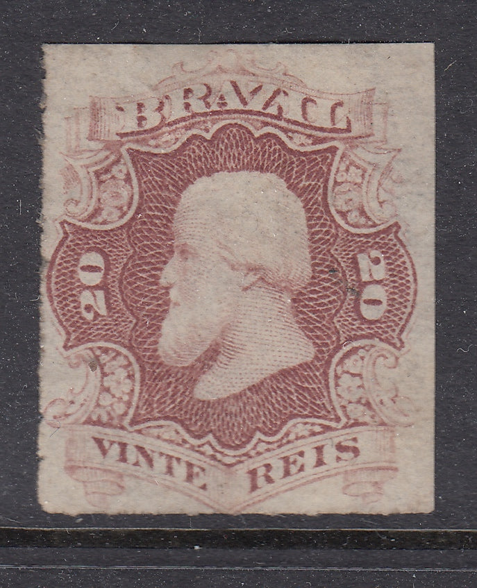 Brazil 1876-77 20r Red Lilac Dom Pedro Rouletted LM Mint. Scott 62