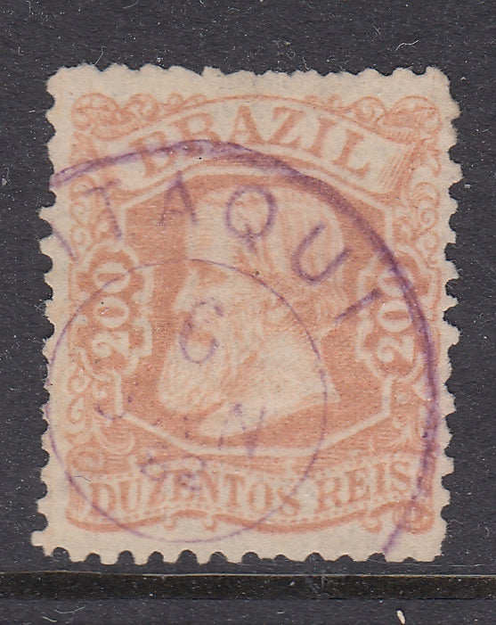 Brazil 1881 200r Pale Red Brown 'Small Head' Used. Scott 81