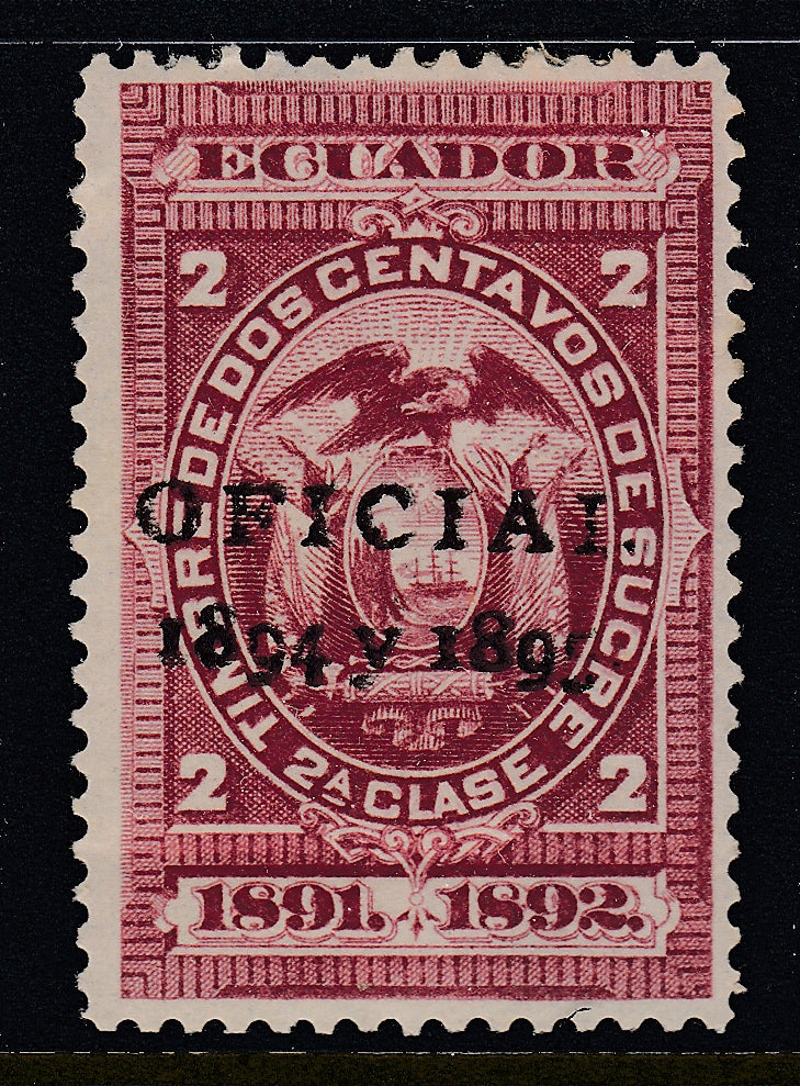 Ecuador 1894 2c Lake OFICIAL Overprint M Mint. Scott O19