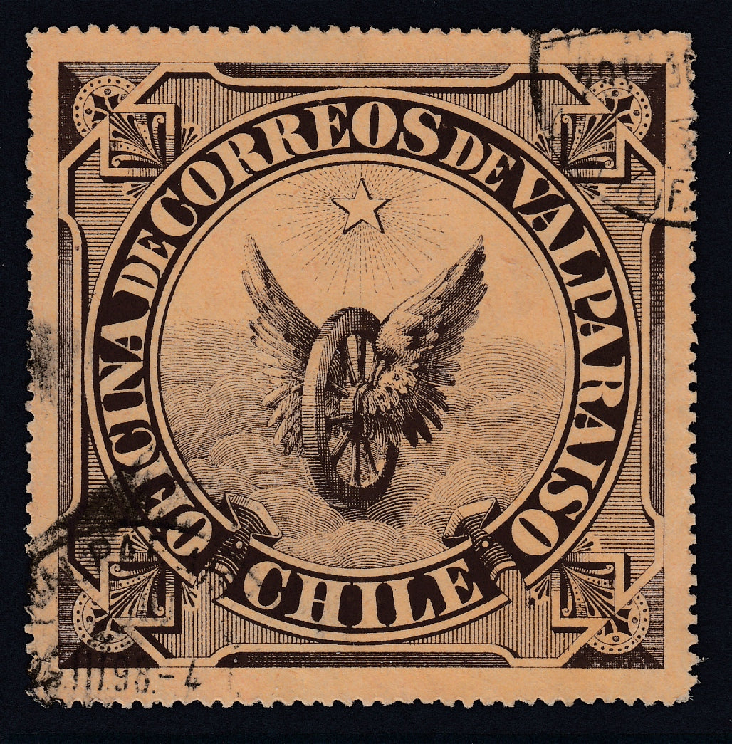 Chile 1897 Valparaiso Cierro Oficial "Winged Wheel" Used. SOFICH CO14