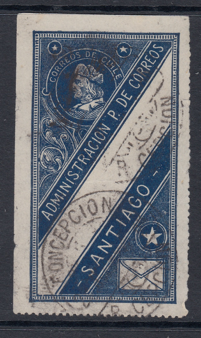 Chile 1917 'CIHLE' Error Blue Official Seal Used. SOFICH CO22