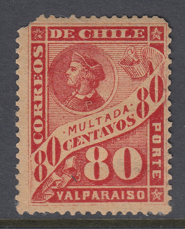 Chile 1896 80c Red on Straw Postage Due M Mint. Scott J41